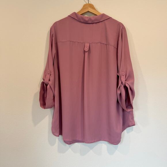 Torrid Flowy 3/4 Sleeve Pink/Lilac Blouse | Women's 2x | Torrid 2 - Picture 2 of 13